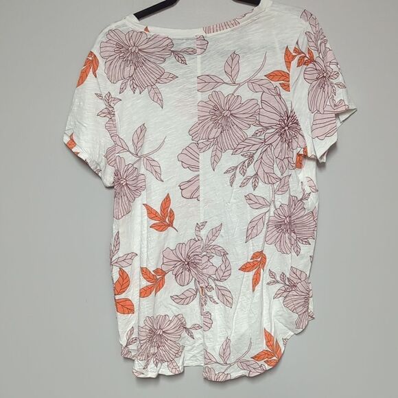 Rachel Roy White V Neck Floral Short Sleeve Shirt - Picture 3 of 5